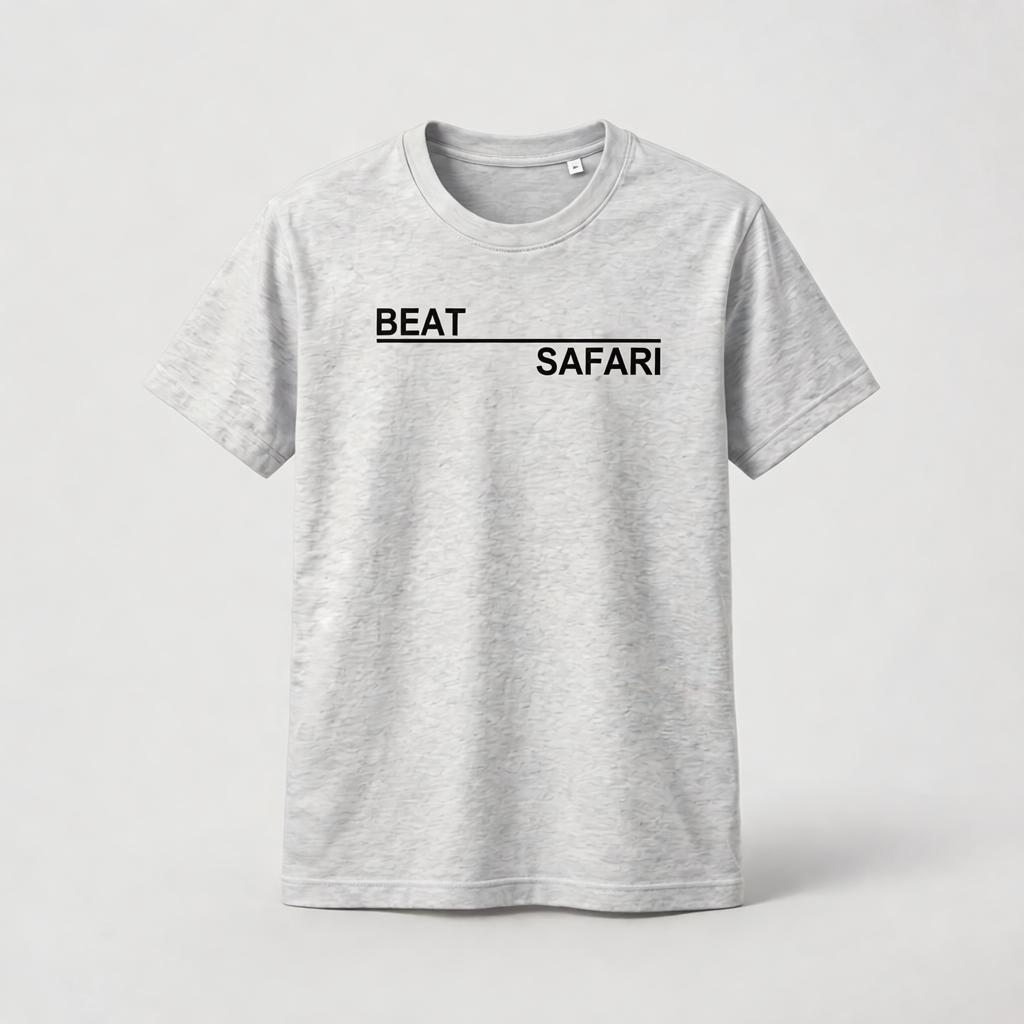 Beat Safari Bassline – biopamut póló – Világosszürke / fekete – elöl