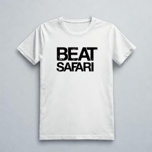 Beat Safari Foundation – biopamut póló – Fehér / fekete – Runway terméklátvány