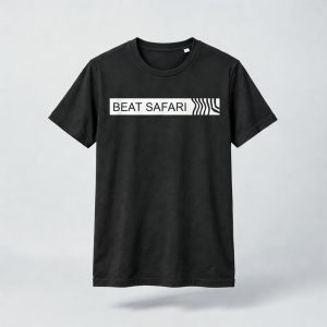Beat Safari Frequency – biopamut póló – Fekete / fehér – Runway terméklátvány
